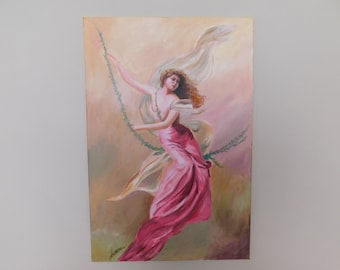 Girl Flying on Vine 36"x24" - Wall Art Canvas, Canvas Painting ,Minimalist Home Decor,Artistic Wonders, Modern Art Paintings.