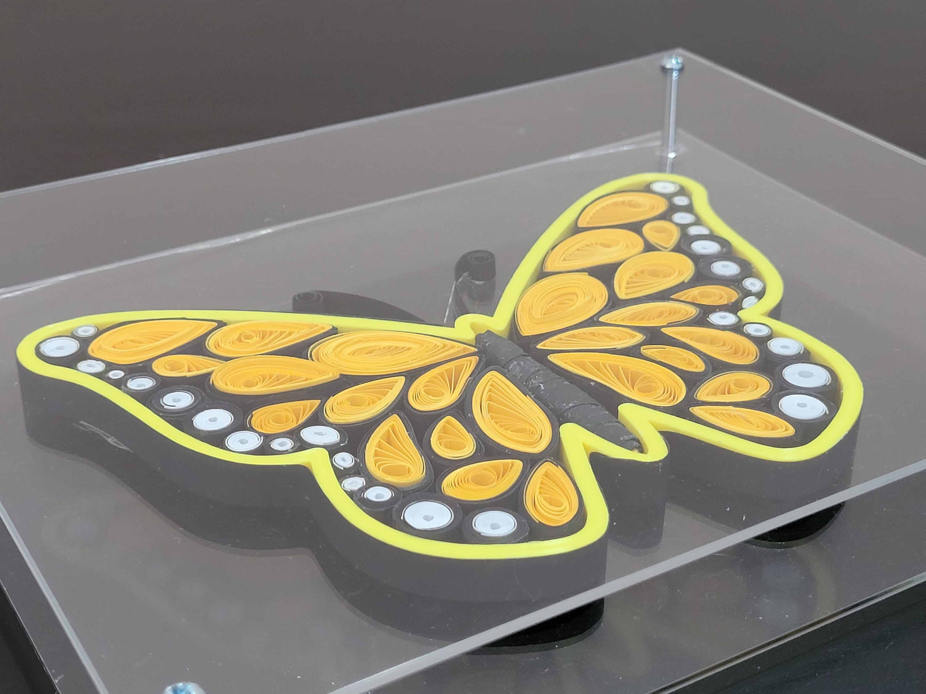 Handmade Quilling Yellow Monarch Butterfly Wall Art | Transparent Frame ...