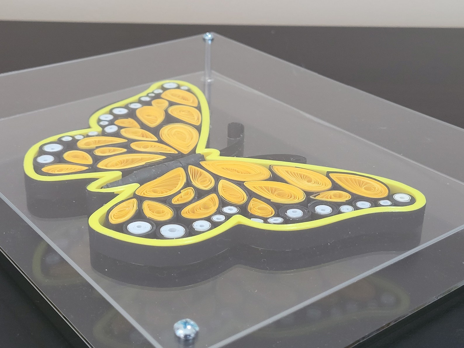 Handmade Quilling Yellow Monarch Butterfly Wall Art | Transparent Frame ...