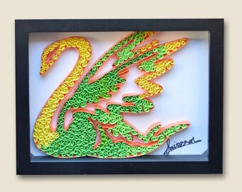 Handmade Quilling Paper Swan Wall Art -Elegant 3D Framed Decor -Unique Handmade Gift for Nature Lovers and Art Collectors - Home  and Office