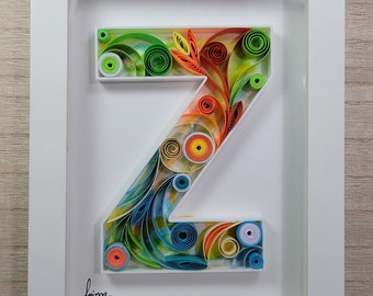 Initial or Monogram Customized Quilled Paper Craft - Personalized Home Decor or Wall Art  - Custom Initial Birthday Gift - personalized gift