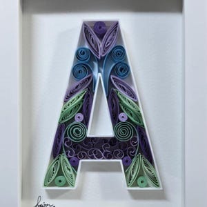 Quilled Letter A Wall Art – Personalized Monogram Gift, Handmade Framed Paper Quilling, Home Decor for Any Occasion , Birthday Gift