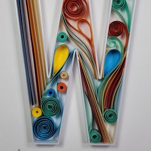 Quilled Letter W Wall Art – Personalized Monogram Gift, Handmade Framed Paper Quilling, Home Decor for Any Occasion , Birthday Gift,