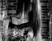 Surreal Portrait Photograph, Black and White Fine Art Print, Monochrome Photo, Haunting Decor
