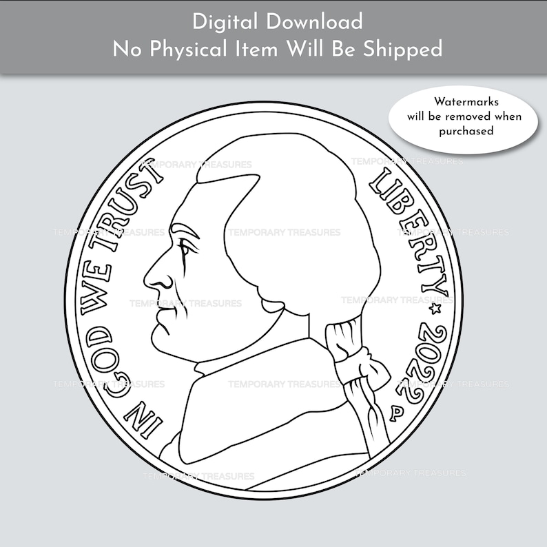Nickel, US Coin, Digital Download Clipart for Commercial or Personal ...