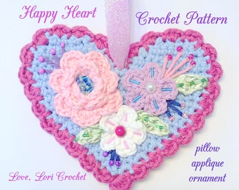 Heart Crochet Pattern, ornament crochet pattern, crochet patterns for women, crochet pattern amigurumi,  crochet heart pattern