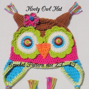 Crochet pattern child&#39;s hat, Owl hat Crochet Pattern, crochet pattern owl, crochet pattern child, crochet owl, owl pattern size 2T - 4T