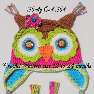 Crochet pattern child&#39;s hat, Owl hat Crochet Pattern, crochet pattern owl, crochet pattern child, crochet owl, owl pattern size 12 to 24 mos