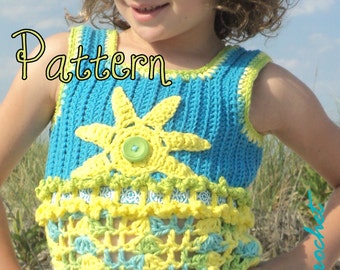 Girl's top Crochet Pattern, crochet pattern girl, crochet pattern top, Little Girl's Crochet Tank Top, crochet pattern child, sun pattern