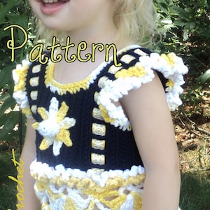Girl&#39;s top Crochet Pattern, crochet pattern girl, crochet pattern top, Little Girl&#39;s Crochet Tank Top, crochet pattern child, daisy pattern