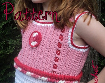 Girl's top Crochet Pattern, crochet pattern girl, crochet pattern top, Little Girl's Crochet Tank Top, crochet pattern child