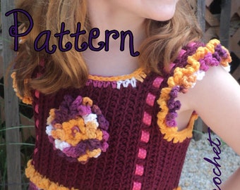 Girl's top Crochet Pattern, crochet pattern girl, crochet pattern top, Little Girl's Crochet Tank Top, crochet pattern child