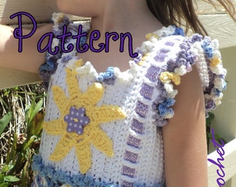 Girl's top Crochet Pattern, crochet pattern girl, crochet pattern top, Little Girl's Crochet Tank Top, crochet pattern child, sun pattern