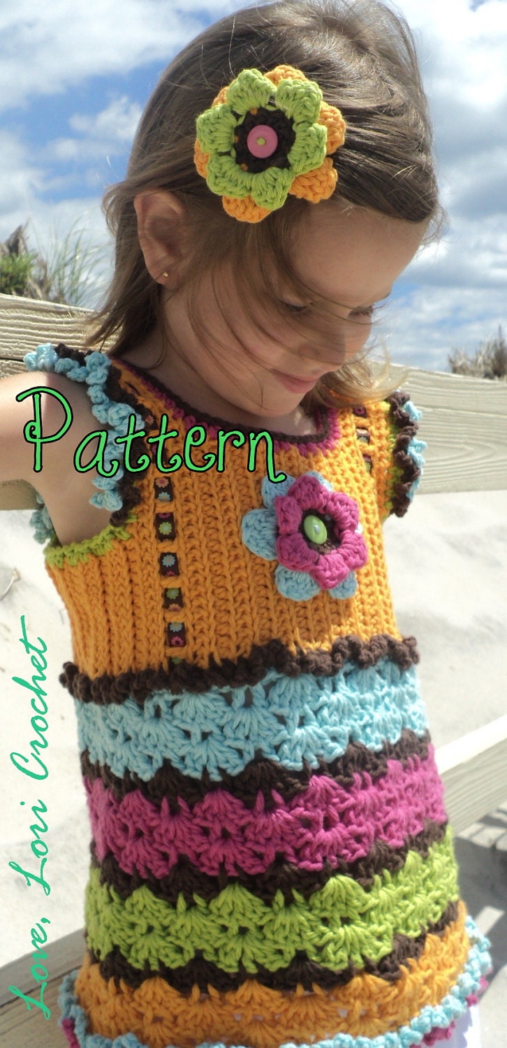 Girl's top Crochet Pattern, crochet pattern girl, crochet pattern top, Little Girl's Crochet Tank Top, crochet pattern child, flower pattern