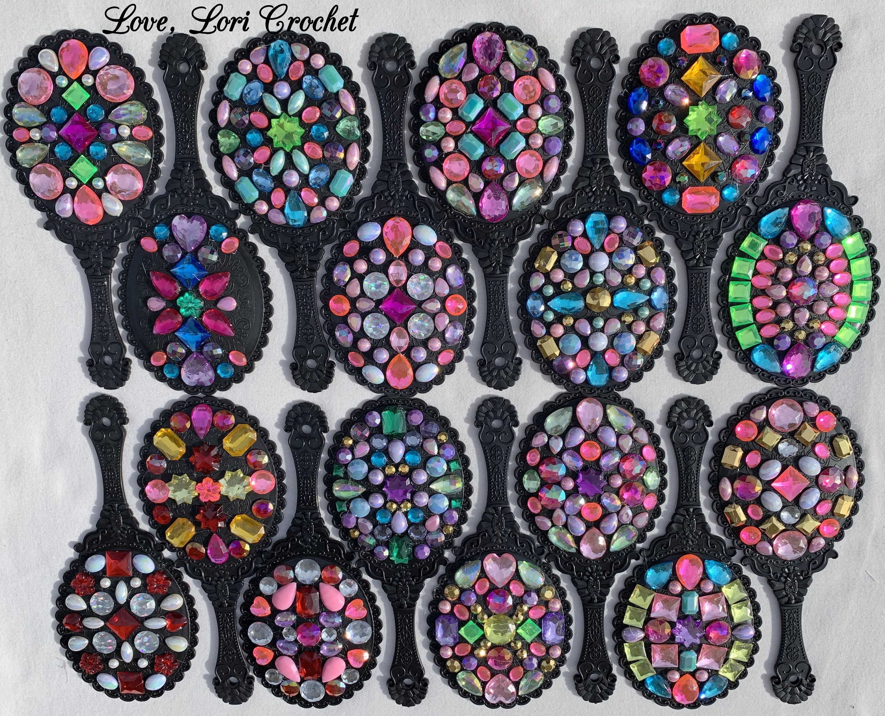 Sparkly Jeweled Hand Mirrors Decorative Mirror Bling Hand Etsy Australia