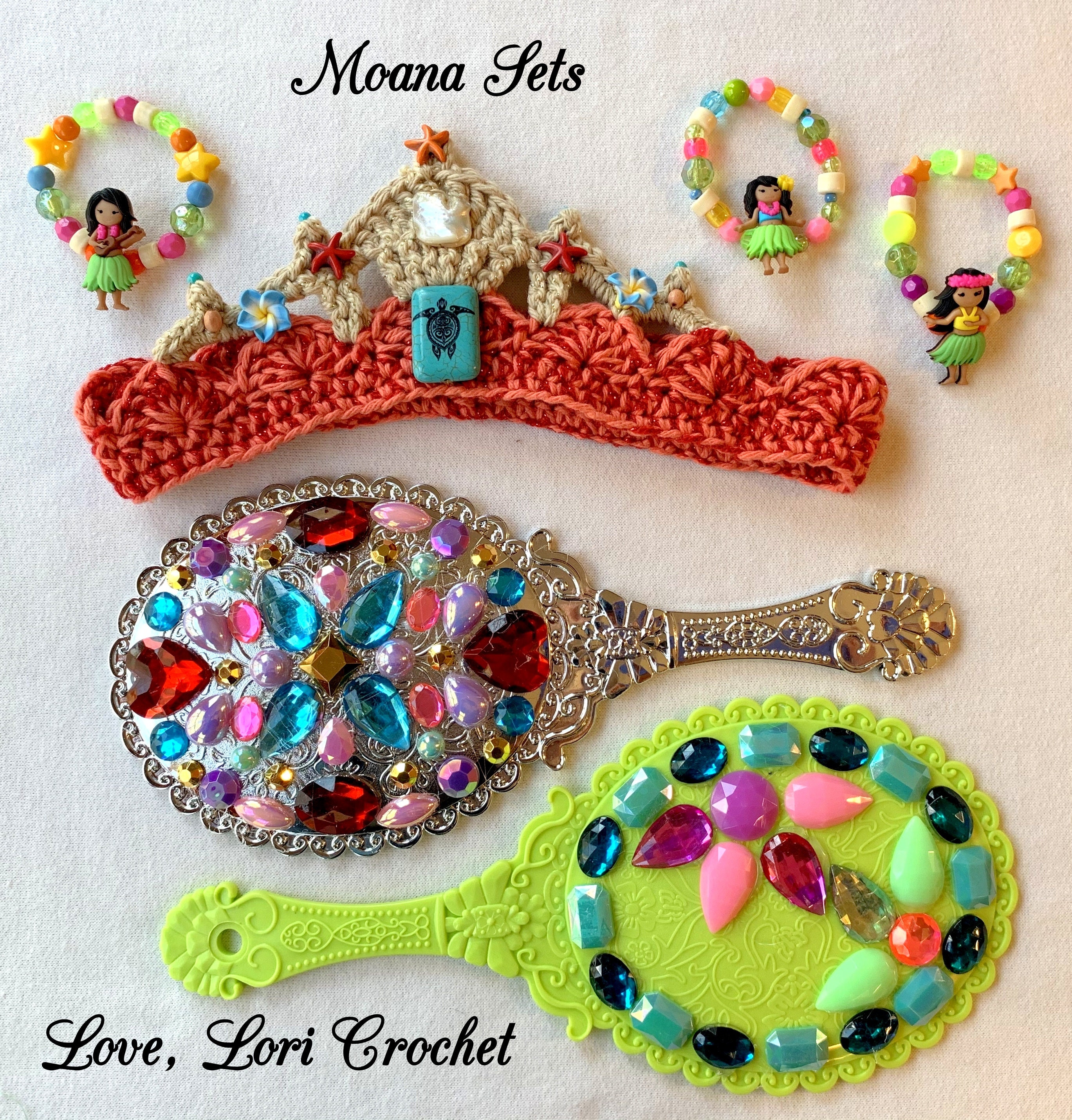 Crochet Baby Moana Set Shirt Tank Headband Flower Flower Headpiece