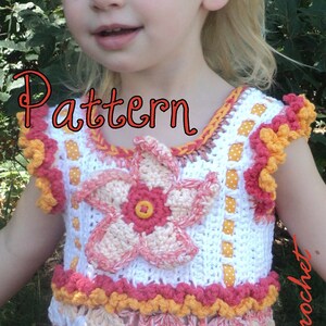 Girl&#39;s top Crochet Pattern, crochet pattern girl, crochet pattern top, Little Girl&#39;s Crochet Tank Top, crochet pattern child