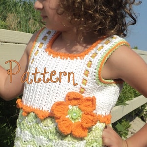 Girl&#39;s top Crochet Pattern, crochet pattern girl, crochet pattern top, Little Girl&#39;s Crochet Tank Top, crochet pattern child, flower pattern