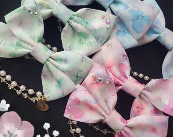 Fancy Hydrangea Bow Clips