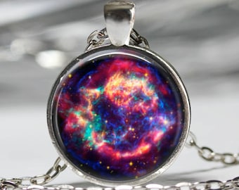 Galaxy Nebula Pendant, Nebula Jewelry, Space Astronomy Necklace [A81]