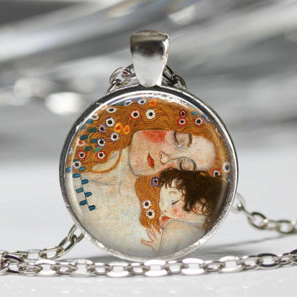 Klimt Mother and Child Pendant, Mother and Child Pendant, Mothers Day Jewelry [A94]