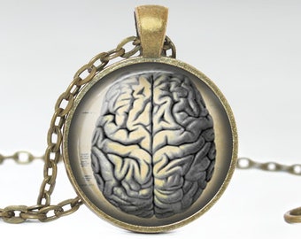 Brain Jewelry, Anatomical Brain Drawling Pendant, Brain Anatomy Necklace [A26]
