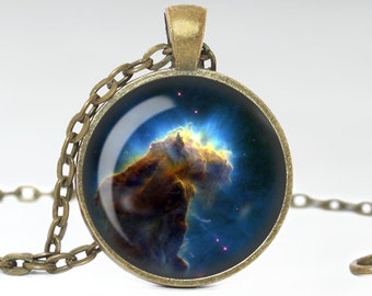 Eagle Nebula Necklace, Eagle Galaxy Jewelry, Galaxy Nebula Pendant [A59]