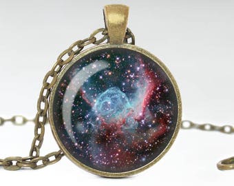 Nebula Necklace, Galaxy Jewelry, Thors Helmet Pendant [B6]