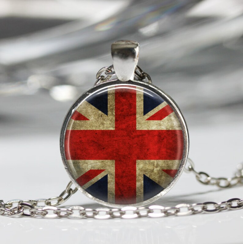 British Flag Necklace, Union Jack Jewelry, United Kingdom Pendant A28