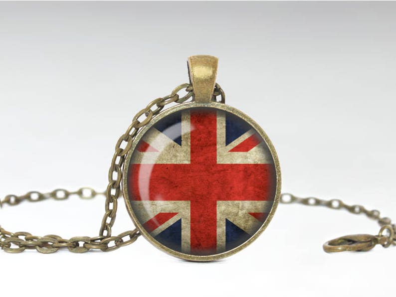 British Flag Necklace, Union Jack Jewelry, United Kingdom Pendant A28
