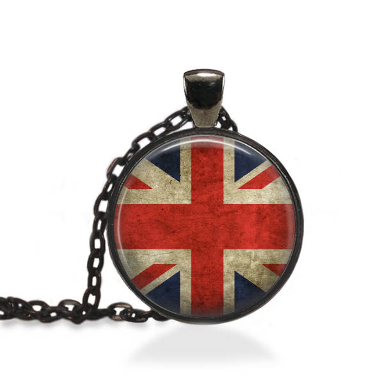 British Flag Necklace, Union Jack Jewelry, United Kingdom Pendant A28