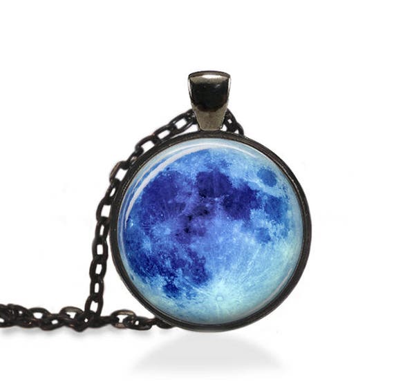 Blue Moon Pendant Full Moon Jewelry Blue Full Moon Necklace B56