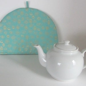 Fabric tea cozy, Cotton fabric cozy, Lined teapot warmer, Teapots print fabric