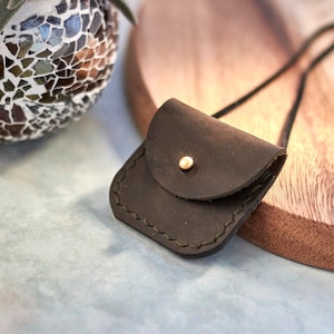 FREE Personalization leather amulet pouch necklace Leather medicine bag Amulet holder Crystal bag Talisman bag