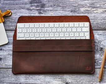 Personalized leather case for Magic Keyboard, Keyboard travel case