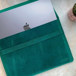 Custom Leather MacBook Sleeve Engraved Laptop Case Any Size