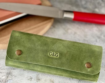 Custom Personalized Leather Case for Knife Sharpening Stone Gift for Chef