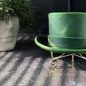 Gepersonaliseerde lederen St. Patrick's Day cilinderhoed Steampunk cilinderhoed Victoriaanse hoge hoed Alle kleuren Alle maten