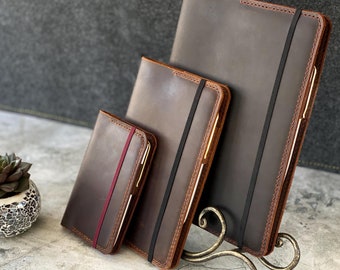 Custom Leather Cover for Moleskine Free Initials Notebook Gift