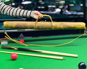 Personalized Leather Pool Cue Case: Hand-stitched, Custom Billiards Gift
