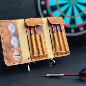 Luxury Leather Darts Holder Handmade Case for 2 Sets Custom Gift