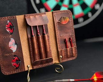 Personalized Luxury Vegetable-Tanned Leather Dart Case Gift for Dart Enthusiasts