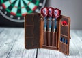 Personalized leather darts case, a gift for the dart player