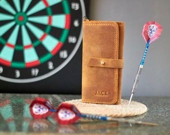 Personalized Leather Darts Case, Gift for Dart Player