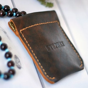 Personalized leather rosary pouch with squeeze frame image 8
