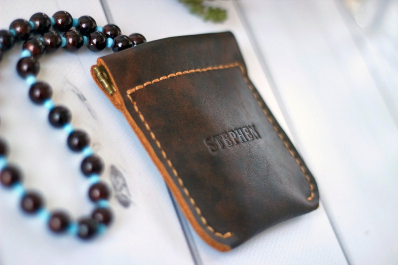 Personalized leather rosary pouch with squeeze frame image 8