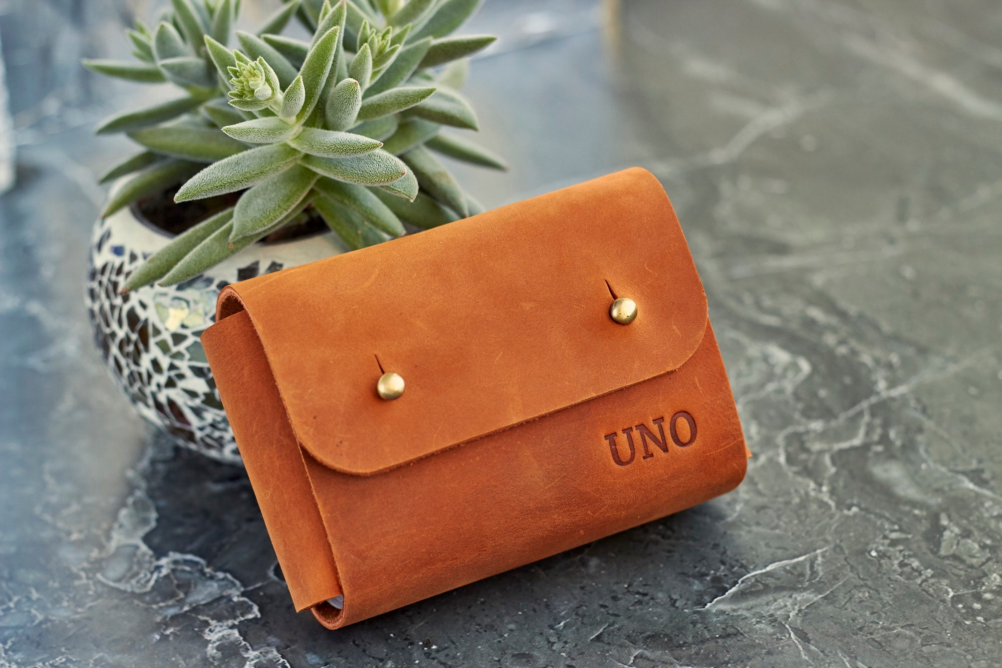 Personalized Leather Case for UNO Card Custom Leather UNO Card Holder  Leather UNO Deck Box 