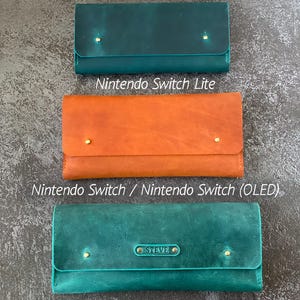 Spersonalizowane skórzane etui podróżne do Nintendo Switch 2 / Lite / OLED z uchwytem na kartridż – prezent dla gracza