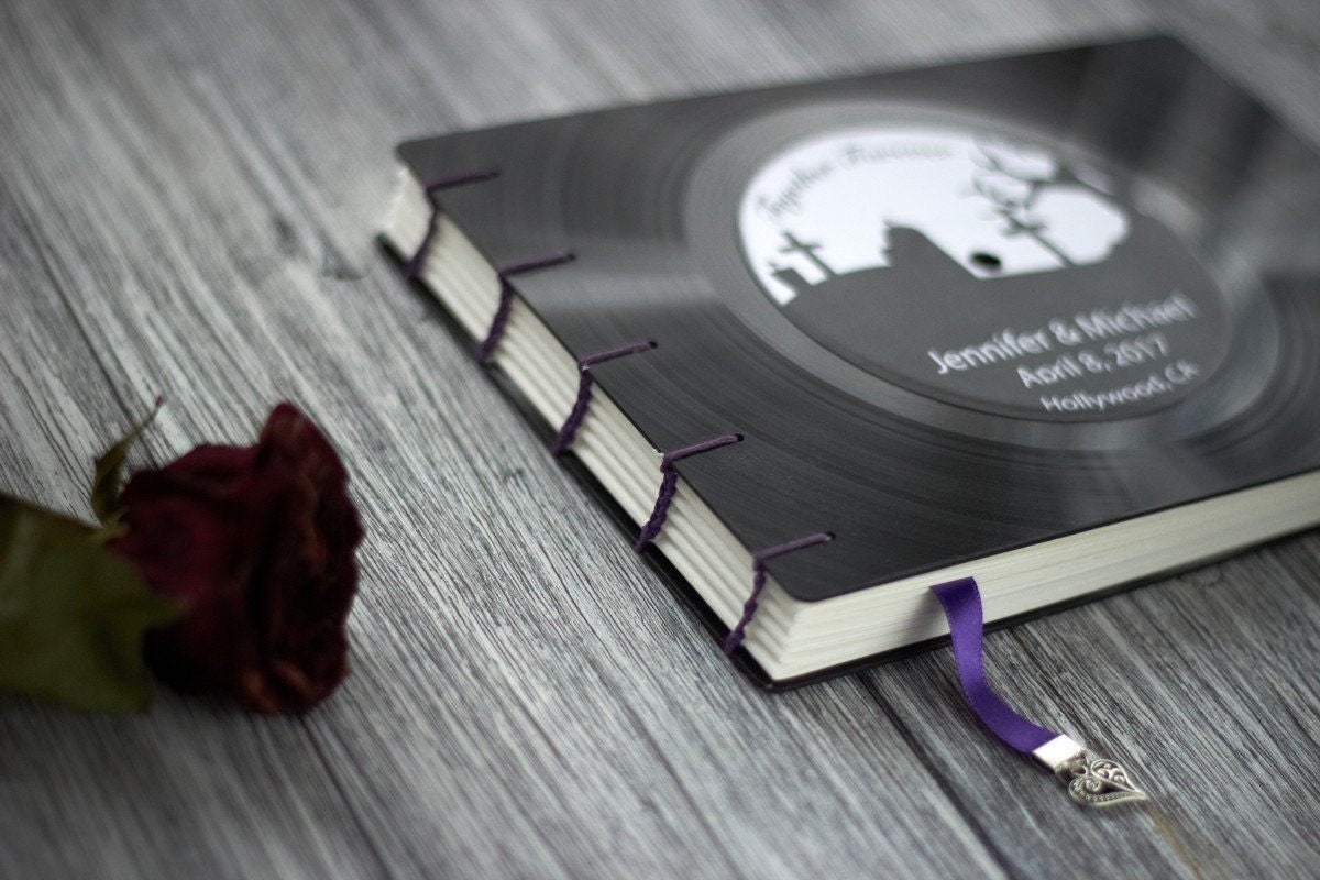 Personalized Vinyl Record Guest Book Gothic Wedding Guest Etsy