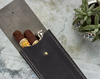 FREE personalized leather case for 3 cigars Leather case for 2 cigars and  flask tube Groomsmen gift